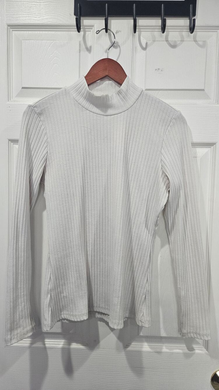 Ekouaer Women's White Knitted Turtle-neck Sweater